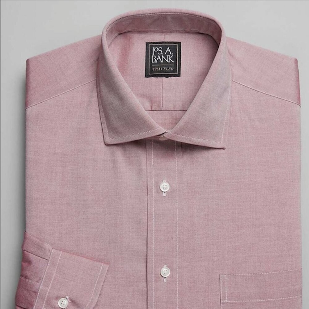 Jos. A.Bank Tailored Fit Spread Collar Dress Shirt  - Burgundy